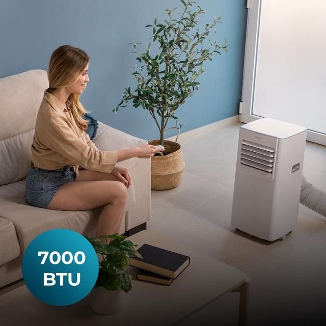 ForceClima 7100 Soundless Climatiseur portable 7000 BTU avec technologie Soundless qui offre un fonctionnement plus silencieux et une télécommande pour un confort total. – Image 2